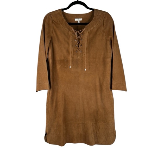 Joie Dresses & Skirts - Joie Brown Faux Suede Boho Festival Coachella Lace Up Western Dress Size XS